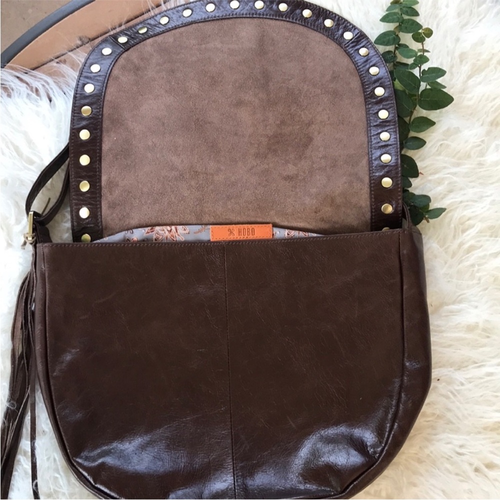 HOBO Brown Leather Crossbody Bag with Gold Studs - Picture 2 of 5
